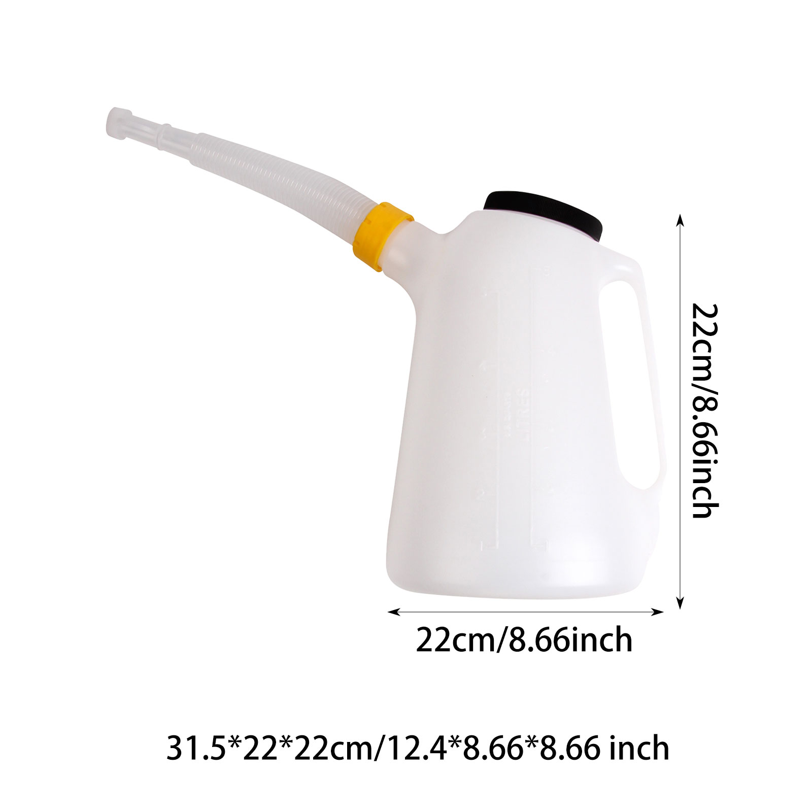 1.2L/2L/3L/4L/5L Oil Measuring Jug petrol can fuel tank with Pouring Flexible for Automotive Garage Oil Measuring container: Yellow
