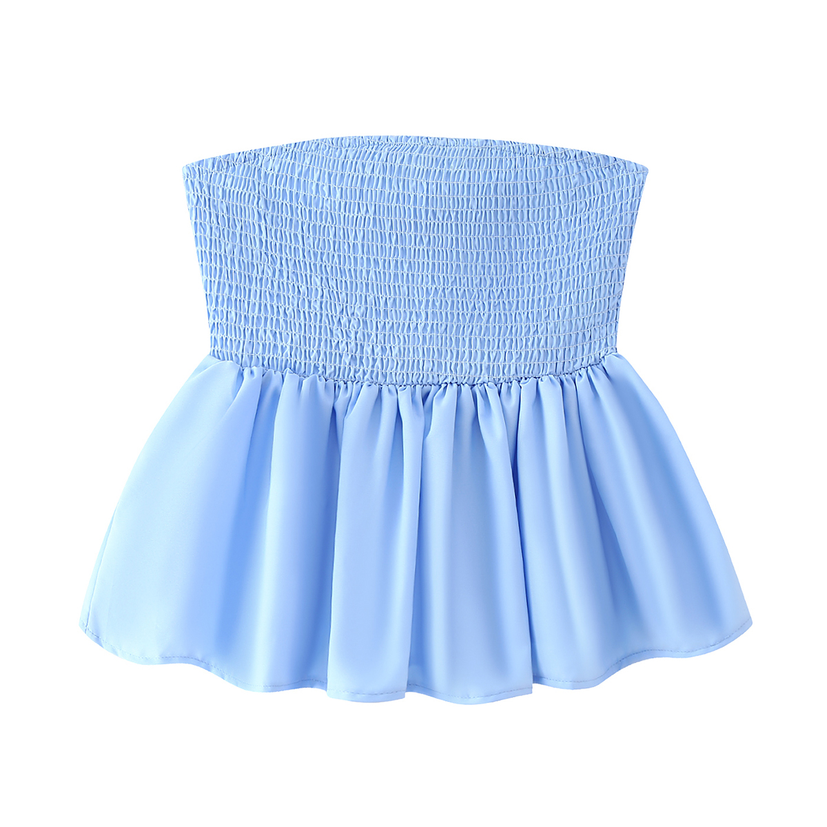 Top corto con estampado floral, busto fruncido, camisola sin tirantes, parte inferior con volantes, ropa de verano para mujer