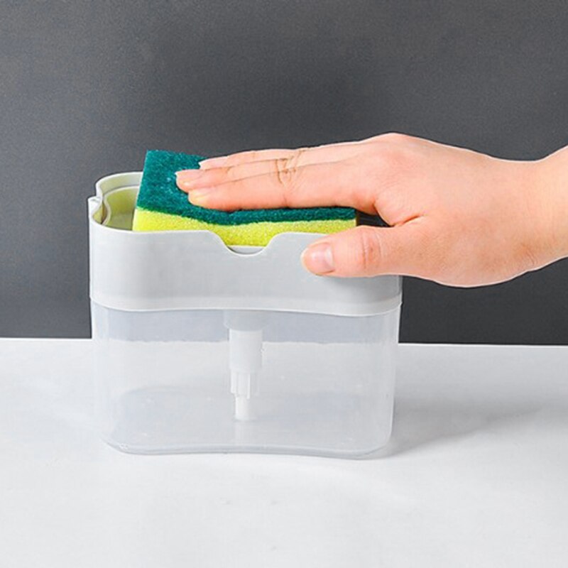 Kitchen Scrubbing Liquid Detergent Dispenser Press-Type Liquid Box Scouring Pad Dish Washing Soap Box