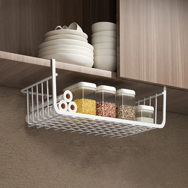 Metalen Hangende Mand Grote Planken Spice Schotels Opslag Pantry Keuken Kast Rack Onder Bureau Kantoor Badkamer Organisatoren