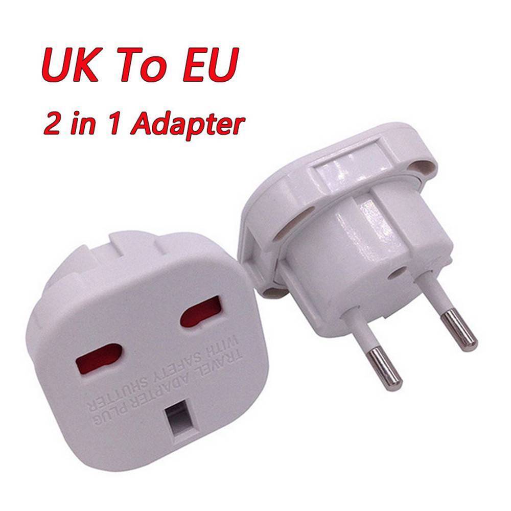 2pcs/lot Adaptor Plug Adapter Plug 2 Pin Home Travel UK To EU Euro Europe European