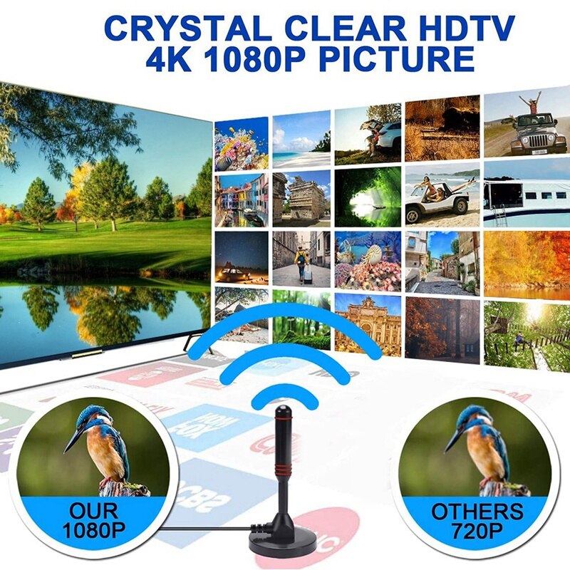 Digitale Tv Antenne Indoor Hdtv Antenne Met Smart Signal Digitale Tv Antenne 1080P 4K Tv Kanalen 130 mijl Signaal Bereik