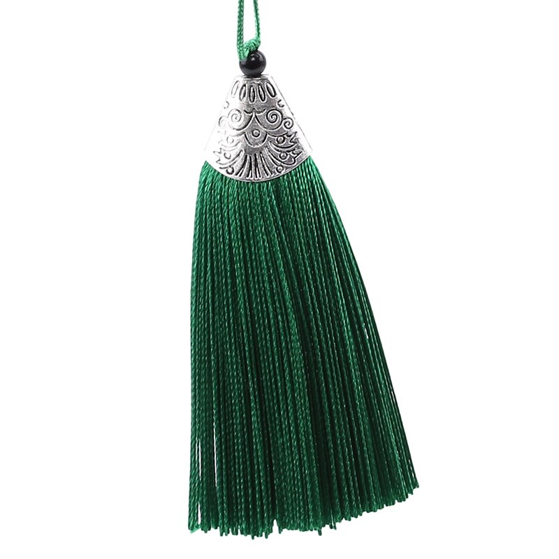 1Pcs/Pack Mixed Color 8cm Hanging Rope Silk Tassels Fringe Sewing Bang Tassel Trim Key Tassels For DIY Embellish Curtain Access: green