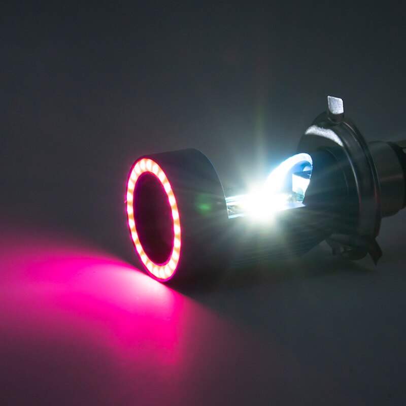 1PC H4 LED Motorcycle Headlight Ba20d HS1 H6 Scooter Motorbike Headlamp Light Bulb DRL Accessories 12V White Blue/Red Angel Eye