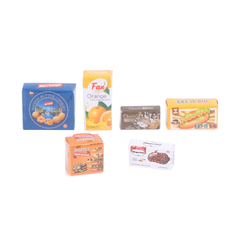 6Pcs/Set Food And Beverage Case Miniature Accessories Dollhouse Miniature Food And Beverage Case Box Model Toys