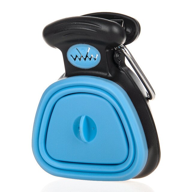 Portable dog poop picker foldable pet poop clip for outdoor use pet poop storage box dog sanitary accessories with garbage bag: blue   S