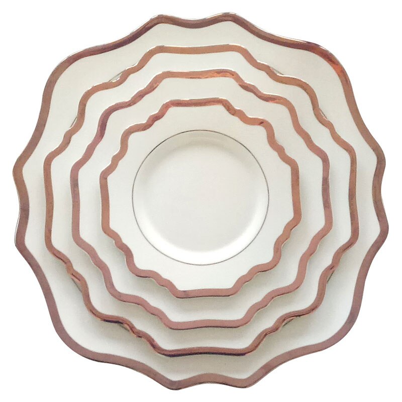 European Ceramic Plate Hand Stroke Decor Western Restaurant Steak Dish Modern Irregular Home Fruit Salad Plates Set