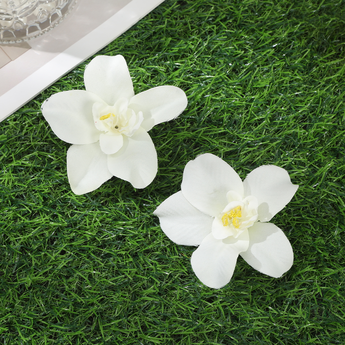Horquillas de orquídeas simuladas, pinza para el pelo de flor blanca y rosa para mujer, horquilla para foto de playa de viaje de verano, Clip LATERAL, tocados de: Multicolor