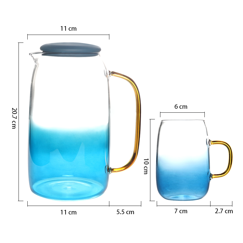 Home Glass Kettle Color Changing Teapot Glass Cold Kettle with Handle Boiling Cold Drink Kettle Heat Resistant Glass kettle