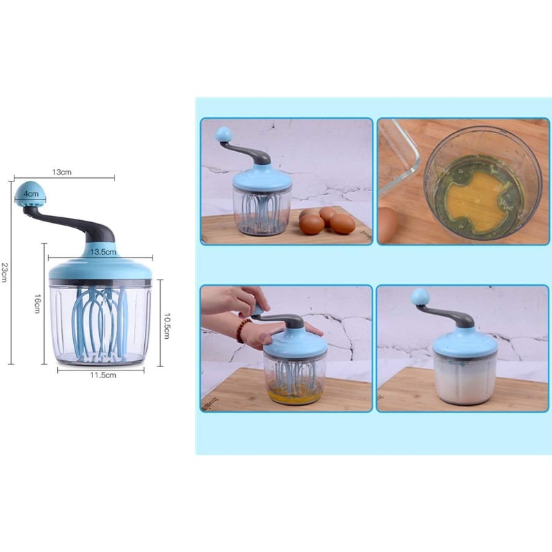 Fouet à œufs en plastique, manivelle à pousser, mélangeur à longue manivelle, batteur à œufs manuel multifonctionnel, outil de cuisine pratique