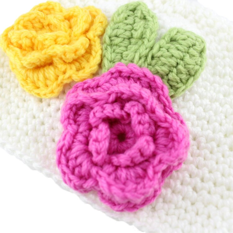Crochet Handmade Wool Baby Kids Child Two Flower Cap Hat Cute WMZ-1007