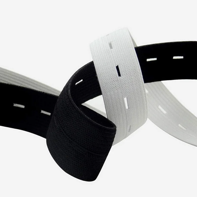 Bandas elásticas con ojales de 2/5M, banda de costura elástica con parte posterior plana de 15/20/25mm, carrete de punto, cinturón de cordón elástico para pantalones DIY, pretina
