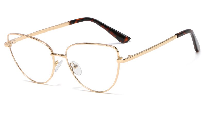 Kachawoo-gafas graduadas para mujer, lentes ópticas de metal, negro, dorado, retro, Ojo de Gato, accesorios para mujer, lente transparente: gold with clear