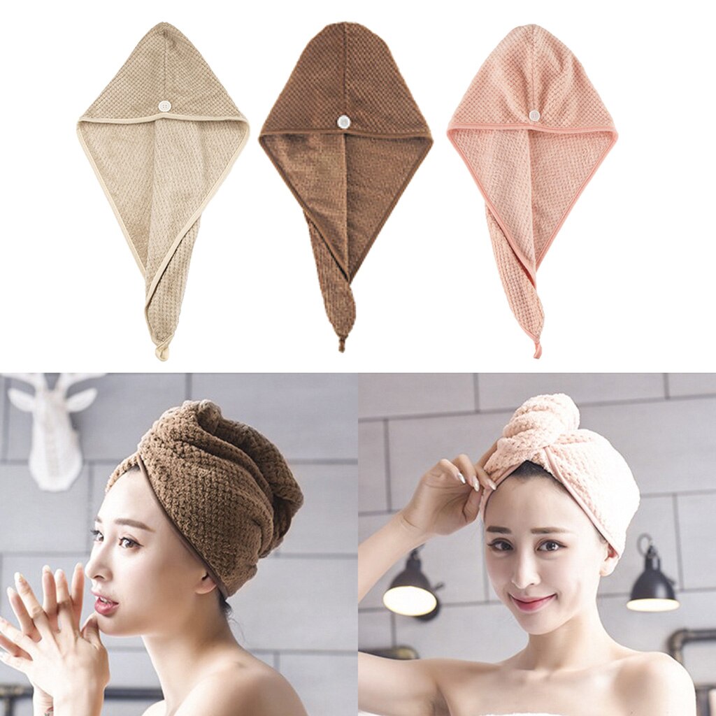 Absorbent Hair Drying Towel Twist Turban Long Hair Wrap Dry Shower Cap
