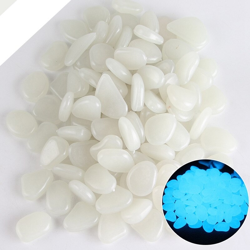 Piedras luminosas que brillan en la oscuridad para jardín, pasarelas, plantas, decoración de patio, guijarros artificiales para acuario, decoración de pecera, 100 Uds.: 06
