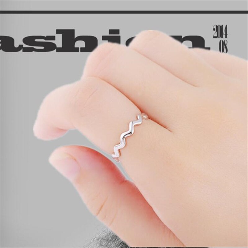 Anillo de Plata de Ley 925 con línea retorcida, joyería sencilla de onda lisa, anillos de apertura populares, nueva , R049