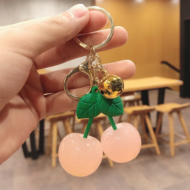 Cherry Charm Handbag Pendant Keychain for Women's Exquisite Internet-famous Crystal Cherry Bag Accessories High-Grade Pendant: Chocolate