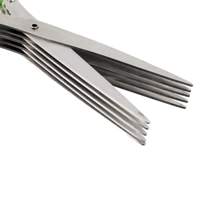 Tijeras de cocina para cortar papel de lechuga triturada, pimienta triturada, cortador de cebollino picado, utensilio de cocina cortado Laver: Marrón
