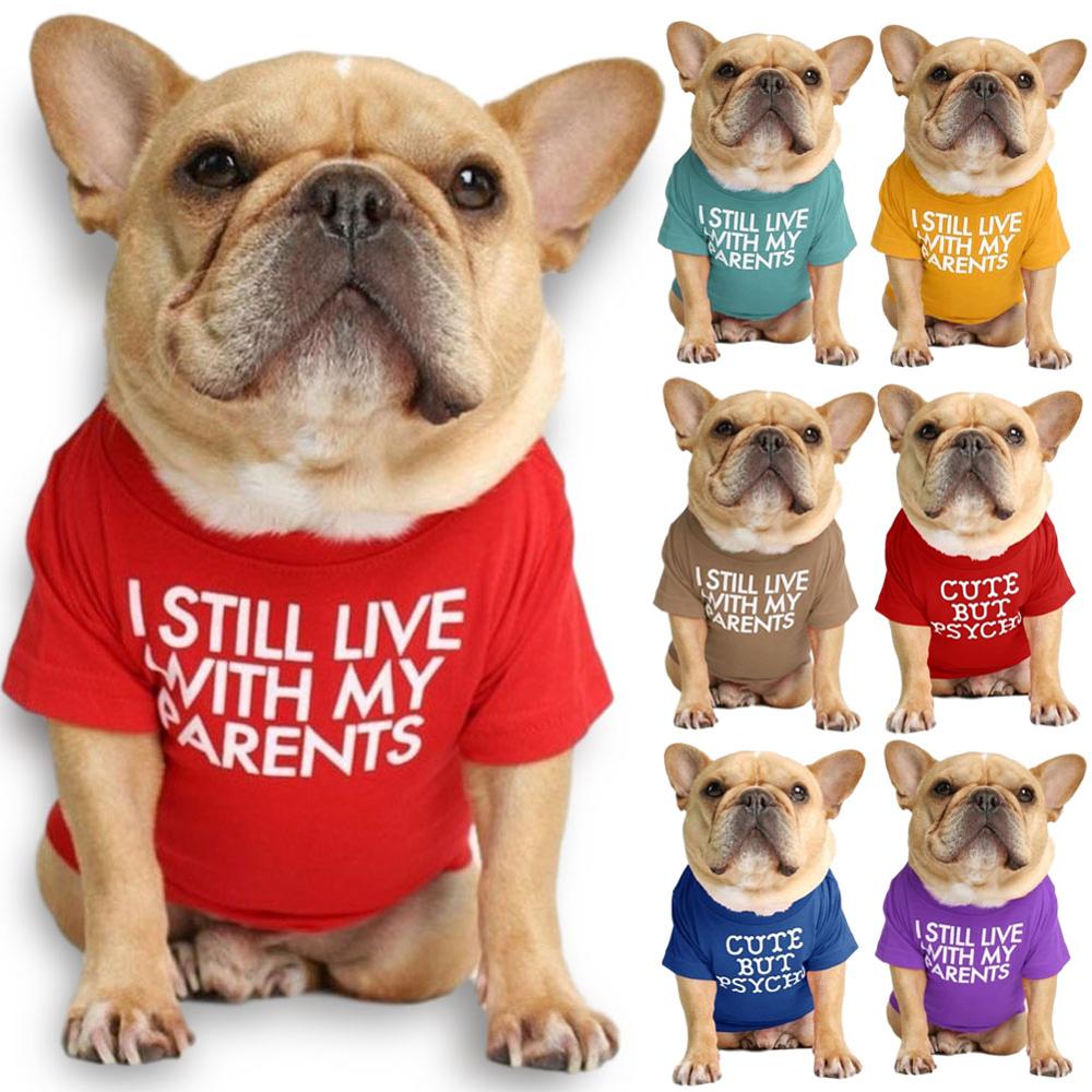 ademende zomer/lente hondenkleding zachte letters gedrukt Franse Bulldog huisdierkleding mode T-shirt voor hond