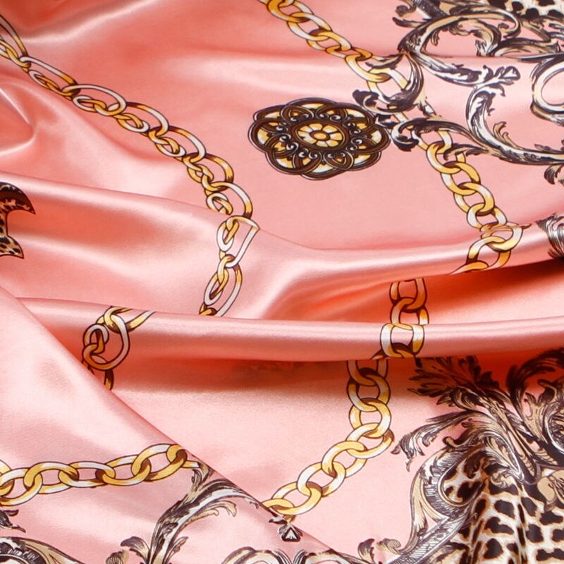 Kvinder blød lyserød leopard silke satin firkantede tørklæder kontor smukke hoved sjal