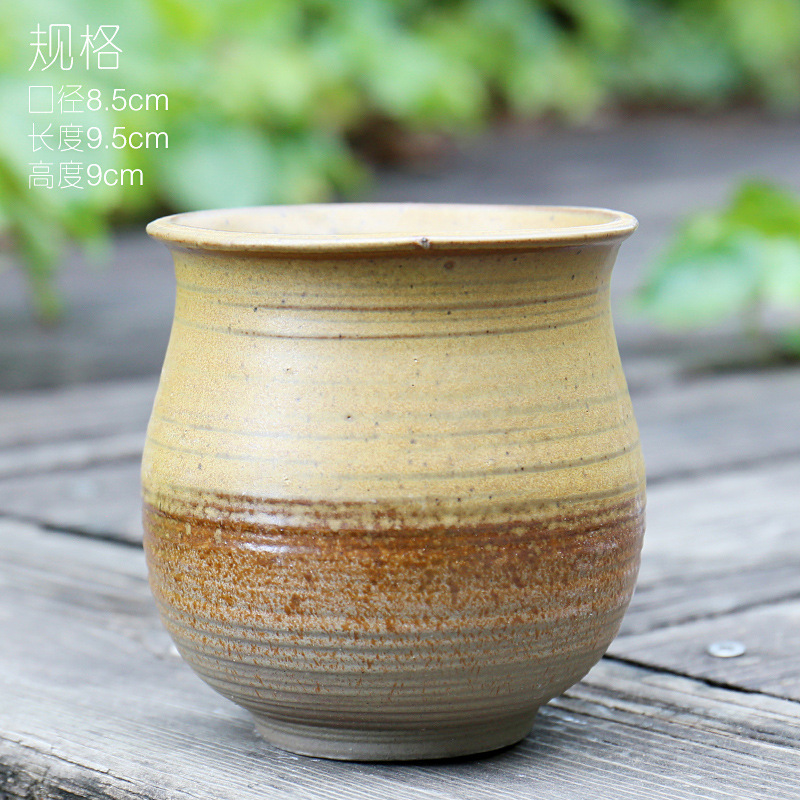 Ceramic Succulent Flower Pots Do Old Rust Stoneware Flower Pots Retro Breathable Perforated Kiln Variable Potted Plants: C