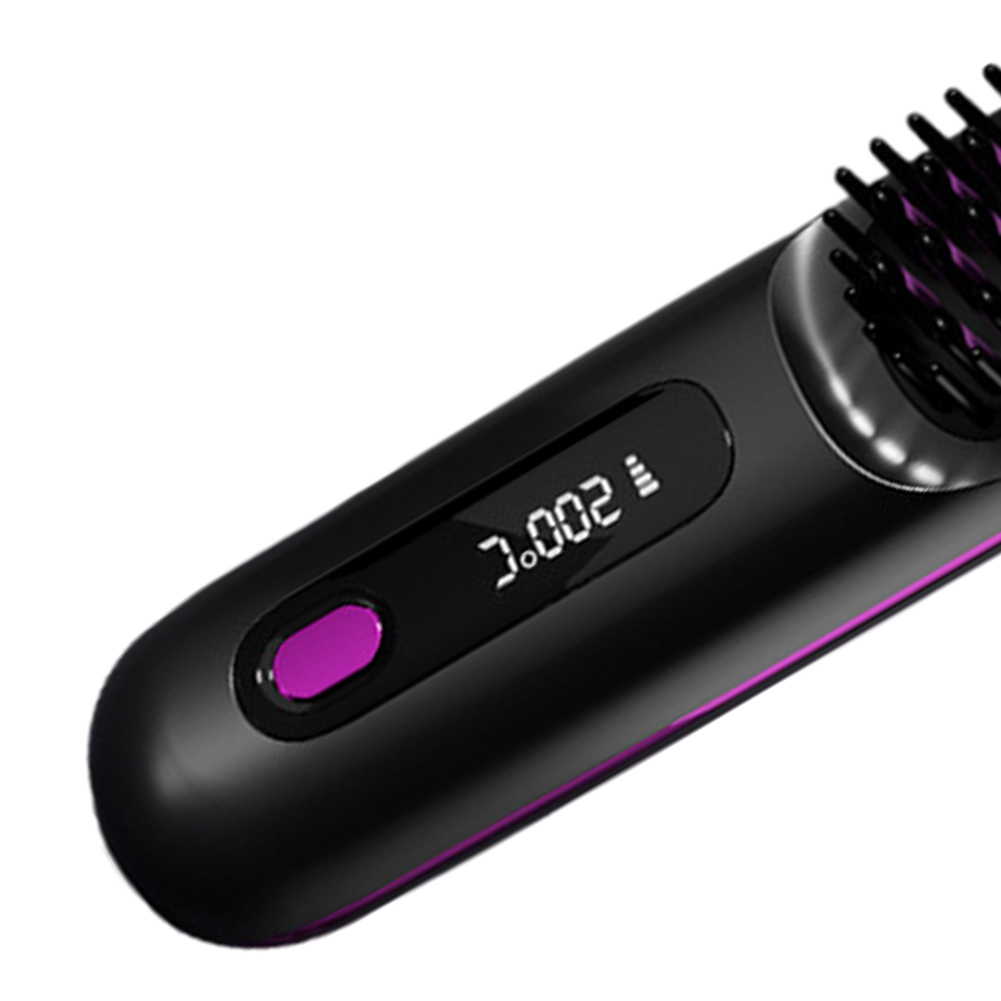 Cordless Hair Straightener Portable Straightener Brush Digital Display Hair Straightening Brush Rechargeable for All Hair Types