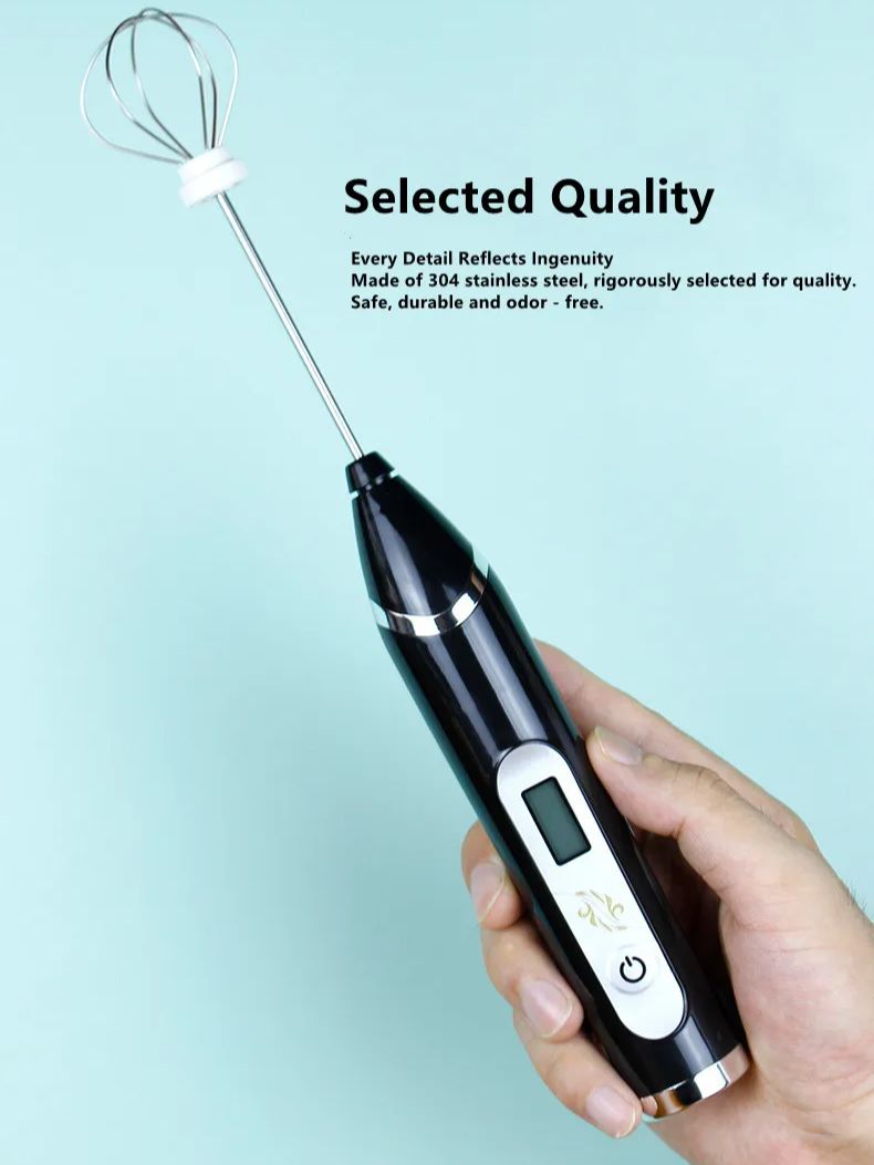 Handbediende elektrische eierklopper met LCD-display voor gebruik in de keuken, USB - oplaadbare blender, geschikt voor het opschuimen van melk in koffie