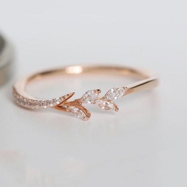 Luxe bloem ring voor vrouwen met zirkoon plated rose gold Ring voor Wedding party hand sieraden