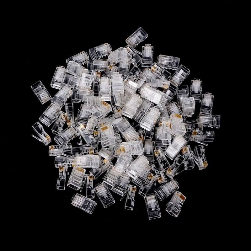 100Pcs RJ45 8-Pin Connector CAT6 Netwerk Kabel Modulaire Ethernet Crystal Stekkers