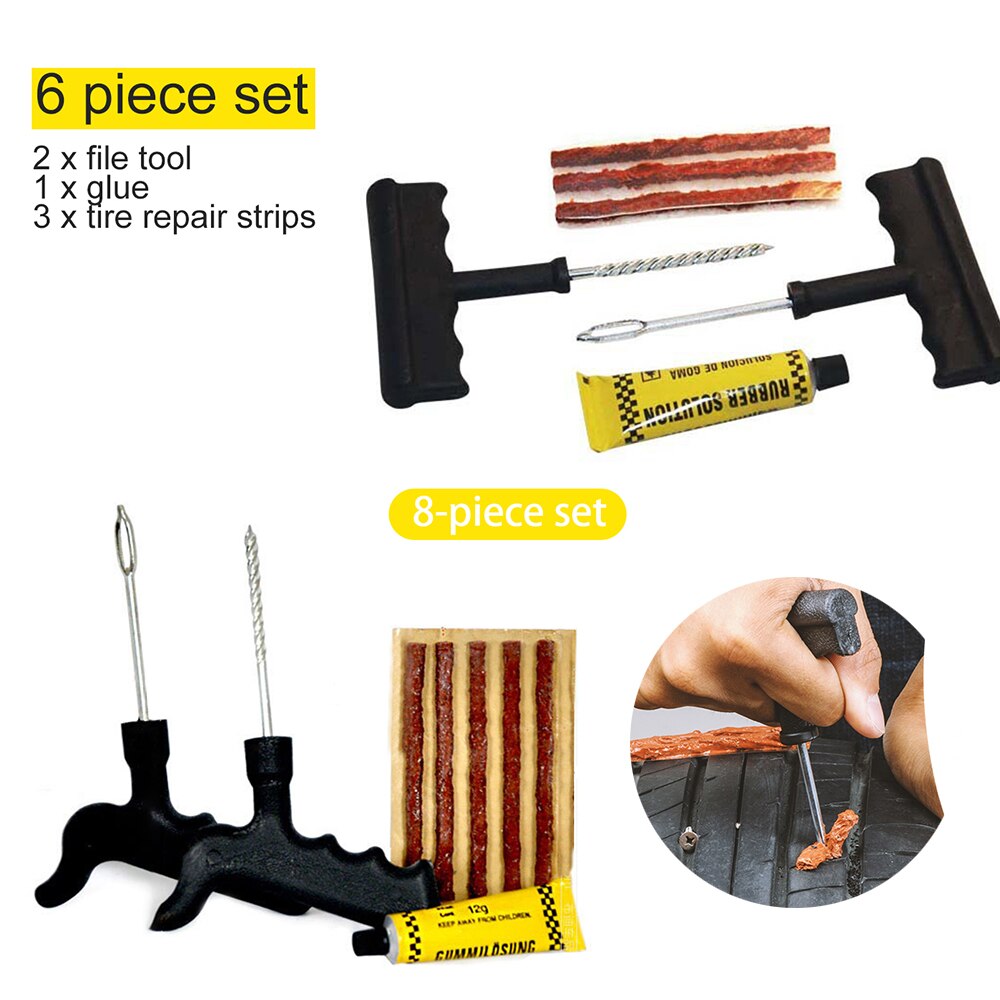 6/8 Stuks Auto Band Reparatie Tools Motorfiets Tubeless Punctie Plug Tyre Reparatie Lijm Spikes Voor Autobanden Auto tool Kit
