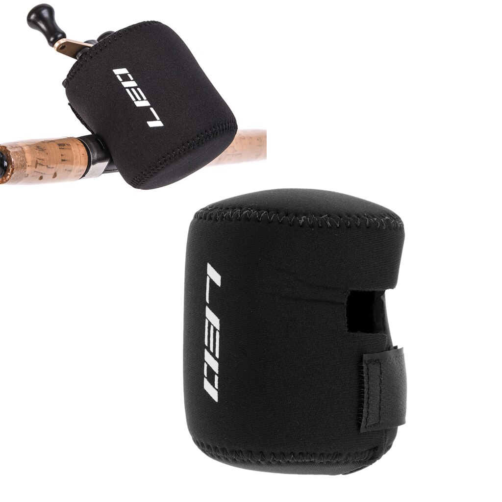 Fishing Drum Reel Cover Bag Neoprene Pouch Casting Drum Reel Bag Loop Fasteners Reel Cover Black Drum Reel Cover Fishing Reel