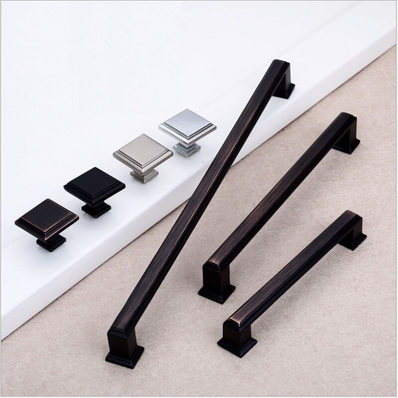 Cabinet Handles Modern Cabinet Handle Square Furniture Hardware Stainless Steel Kitchen Door Knob Cupboard Wardrobe Drawer Pulls