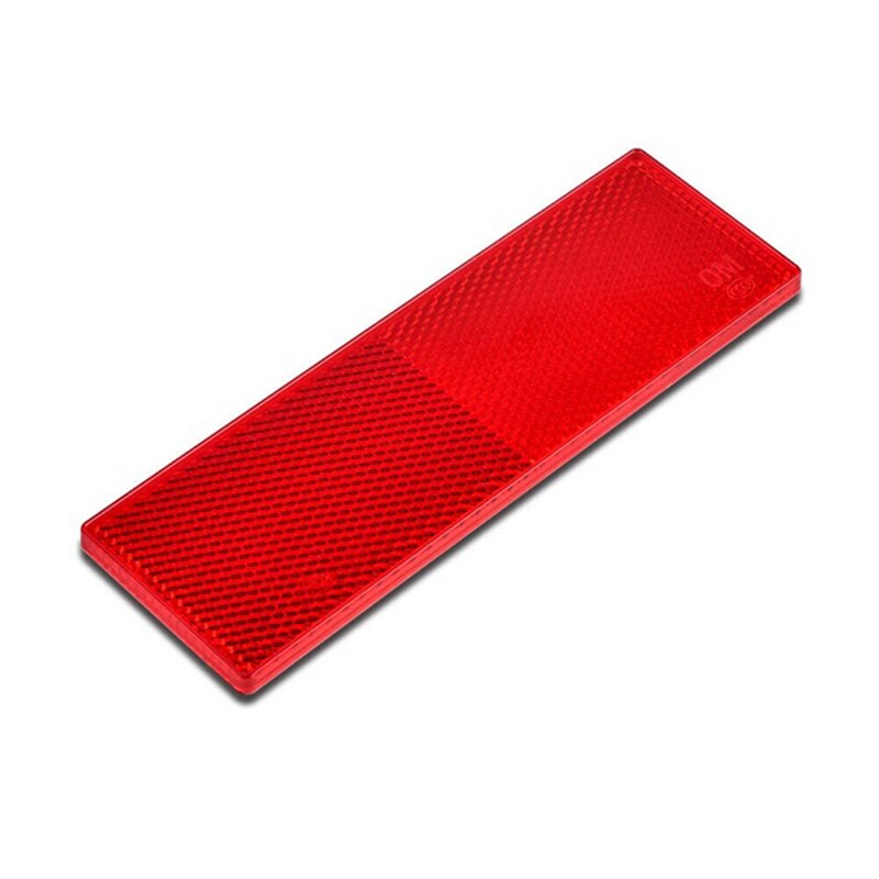 1Pcs Truck Motorfiets Lijm Rechthoek Plastic Reflector Reflecterende Waarschuwing Plaat Stickers Veiligheid Teken Rood/Wit: red no hole