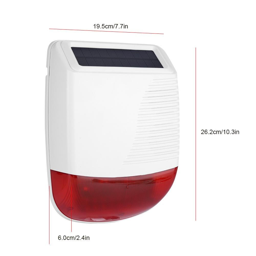 Alarma de sirena de sonido Solar para exterior, luz de energía Solar impermeable, inalámbrica, de 433MHz, para sistema de alarma GSM a brazo/alarma de emergencia/desarmar