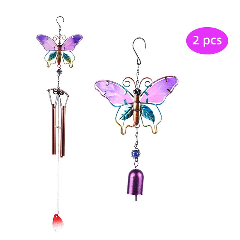 LARAINE Windspiel Mit Gepressten Blumenflügeln – Schmetterling Aus Glas, Mit Metallherz