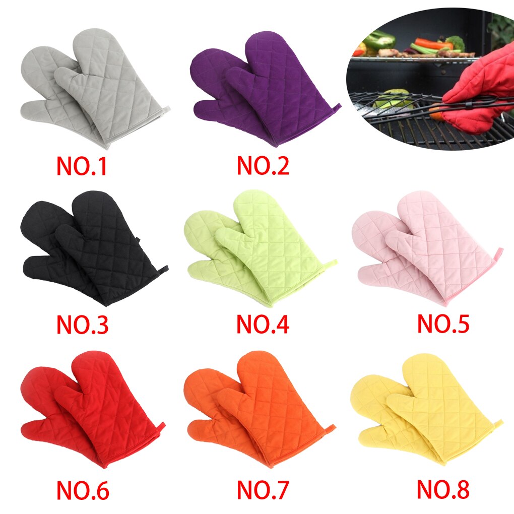 1PC High-temperature Thick Insulation Microwave Oven Gloves Kitchen Supplies Cotton Solid Oven Mitts
