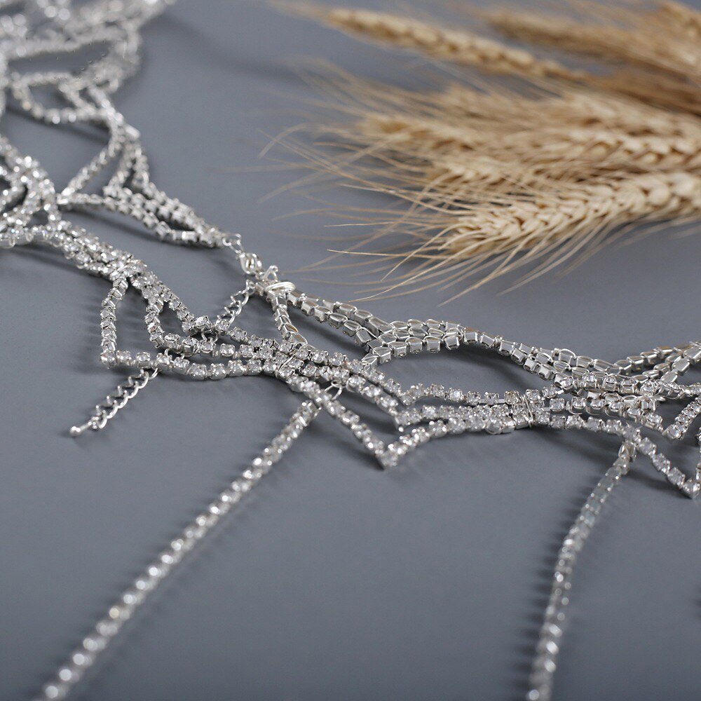 Braut Quaste Kristall Schulter Kette Schmuck Schal Zubehör Hochzeit Kleid Strass Schulter Kette Körper Chian