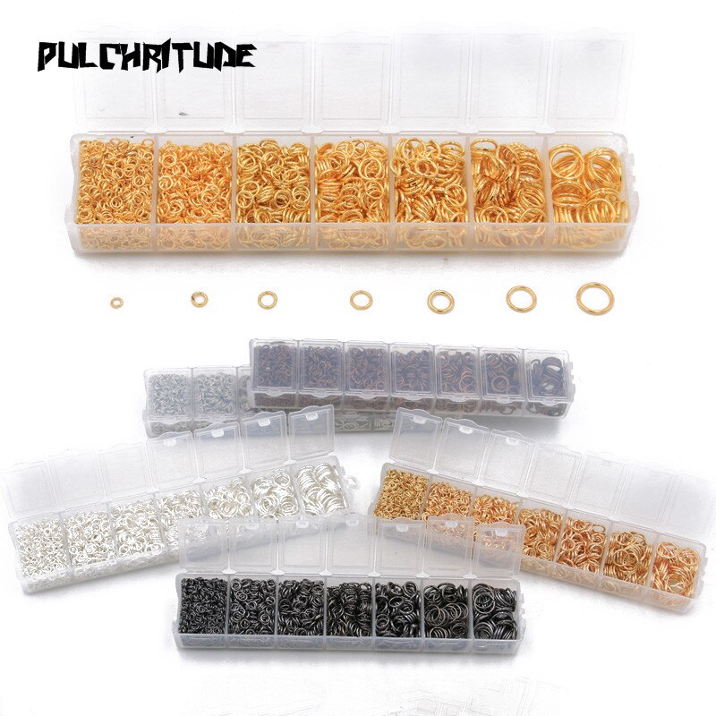 PULCHRITUDE 1 Box 3 4 5 6 7 8 10 Size 7 Color Open Jump Rings Split Rings Link Loop For DIY Jewelry Making Findings Connector