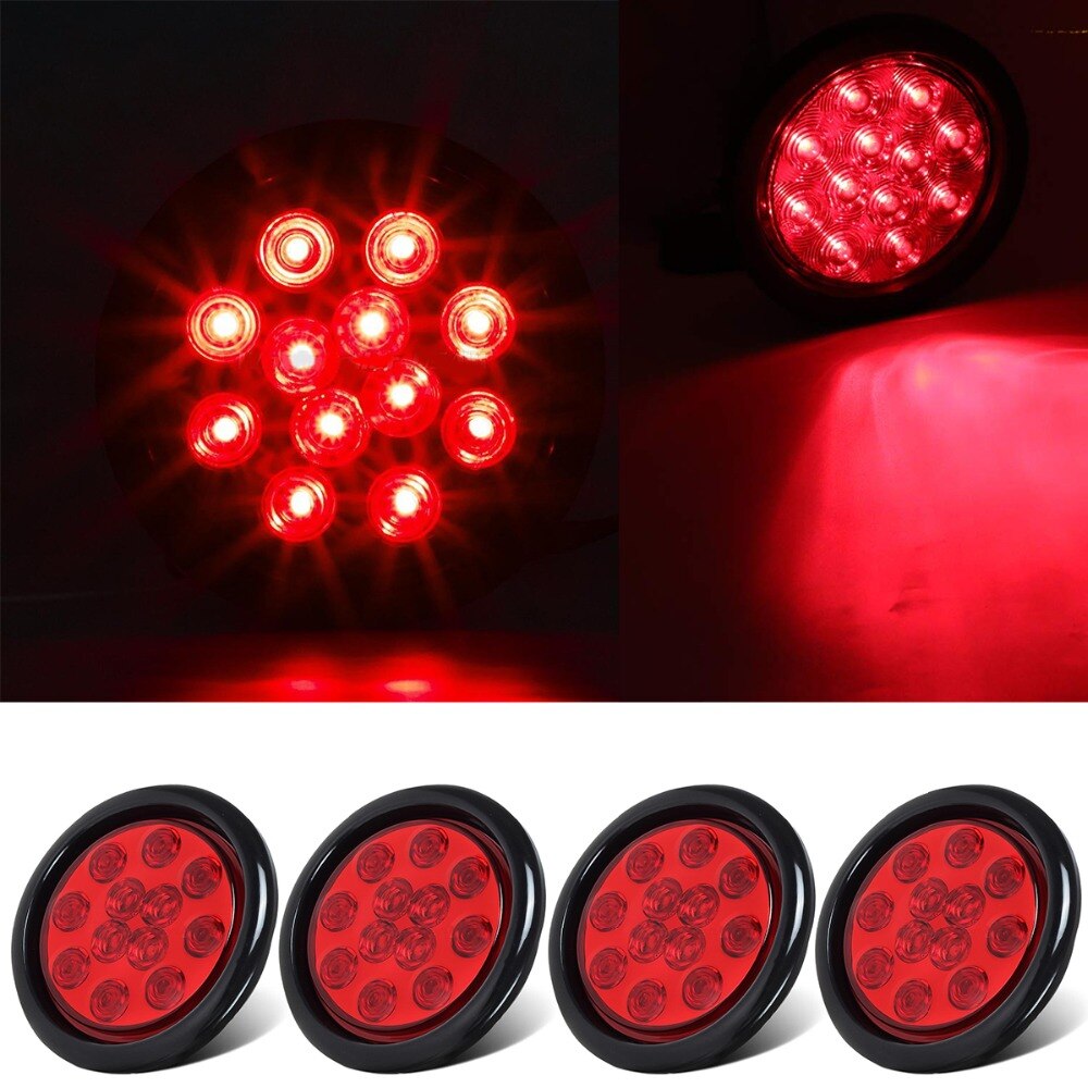 4 szt. 4 Cal okrągłe czerwone doprowadziło lampy zewnętrzne automatyczny samochód autobus ciężarówka przyczepa lampka ostrzegawcza światło błotnik żarówka identyfikacja światła