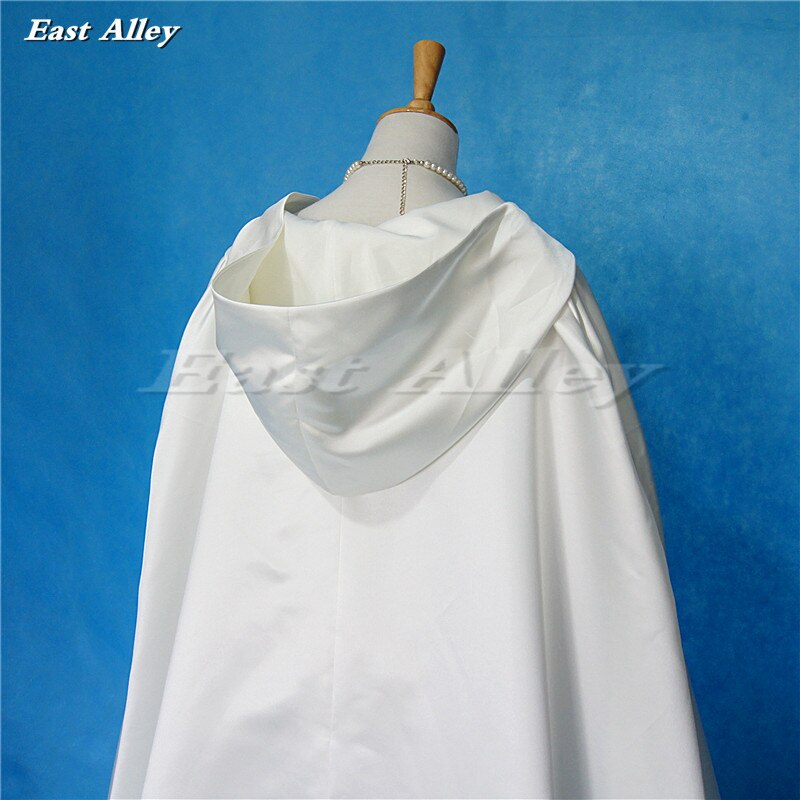 Capa de marfil con capucha de satén, capa de boda, disfraz renacentista, ropa Medieval de hada para adultos