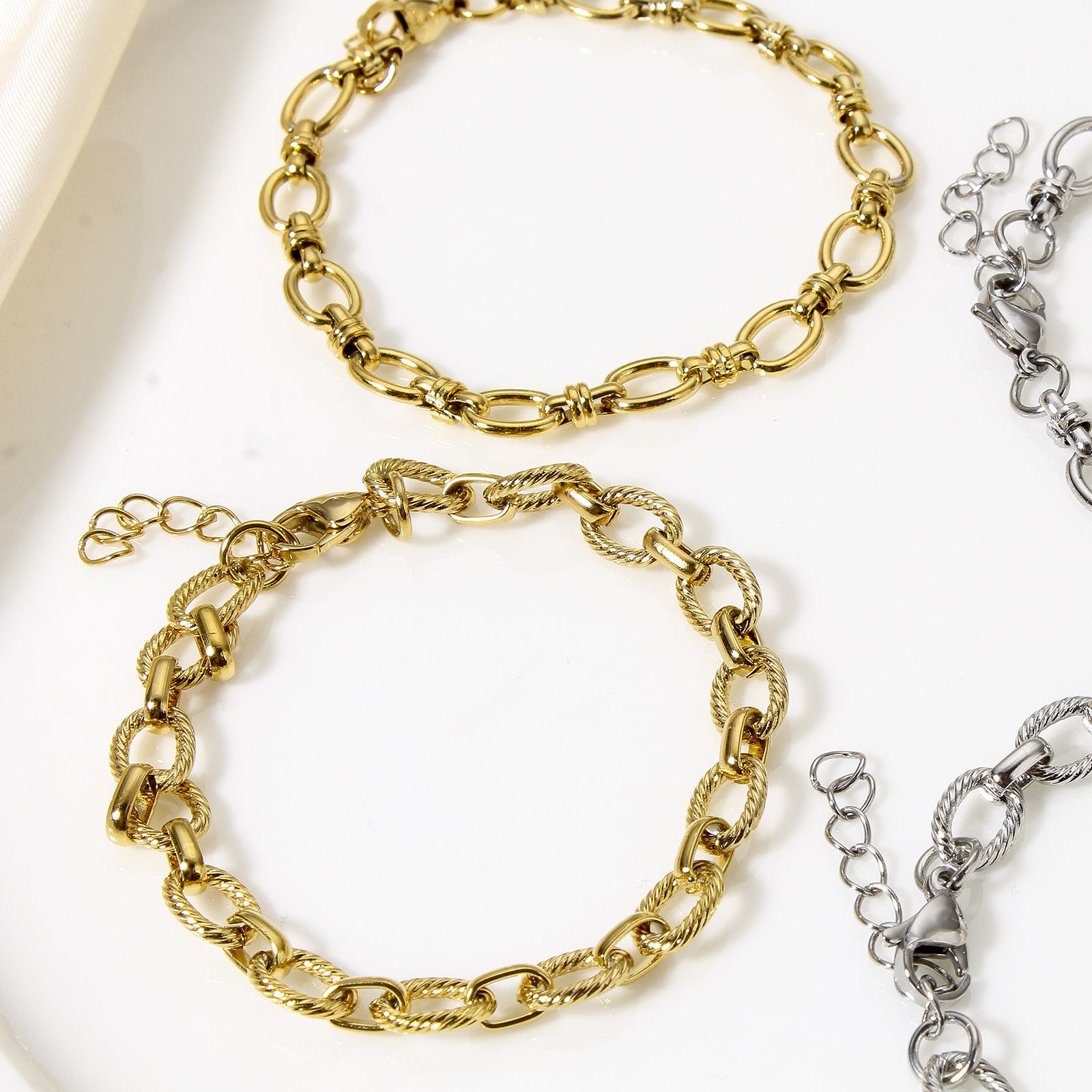 1 pulsera de cadena ovalada de acero inoxidable llamativa, pulsera de cadena de Metal Punk hecha a mano, exquisita para mujeres y hombres, de joyería de 17,5 cm