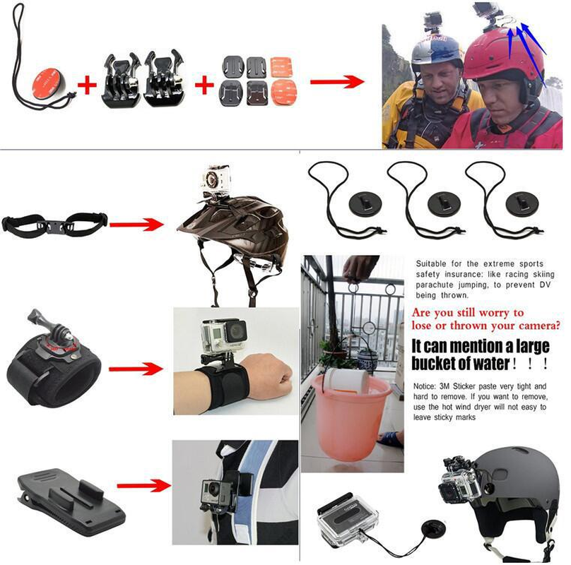 50 in 1 Gopro Zubehör Brust Ram Mount Kit Für Gopro Hero 8 7 Schwarz 5 xiaomi yi 4K Gehen Pro sony x3000 Action Kamera Zubehör