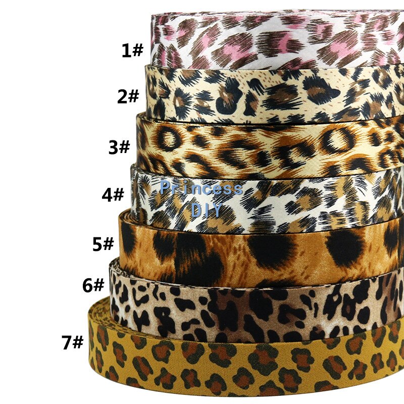 5m/ lot 10 25 40mm hantverkstryckt leopardband i bomull vikt över tygtejp gör-det-själv-tillbehör material för rosettkrage