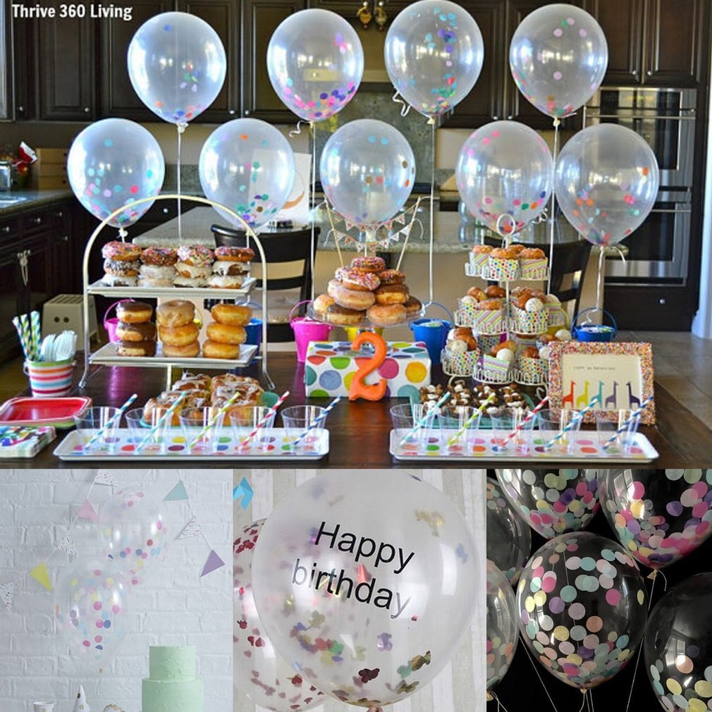 10pcs Air Ballons Multicolor Confetti Balloon Paper Wishing Lanterns Birthday Party Wedding Decoration Clear Inflatable Balloon