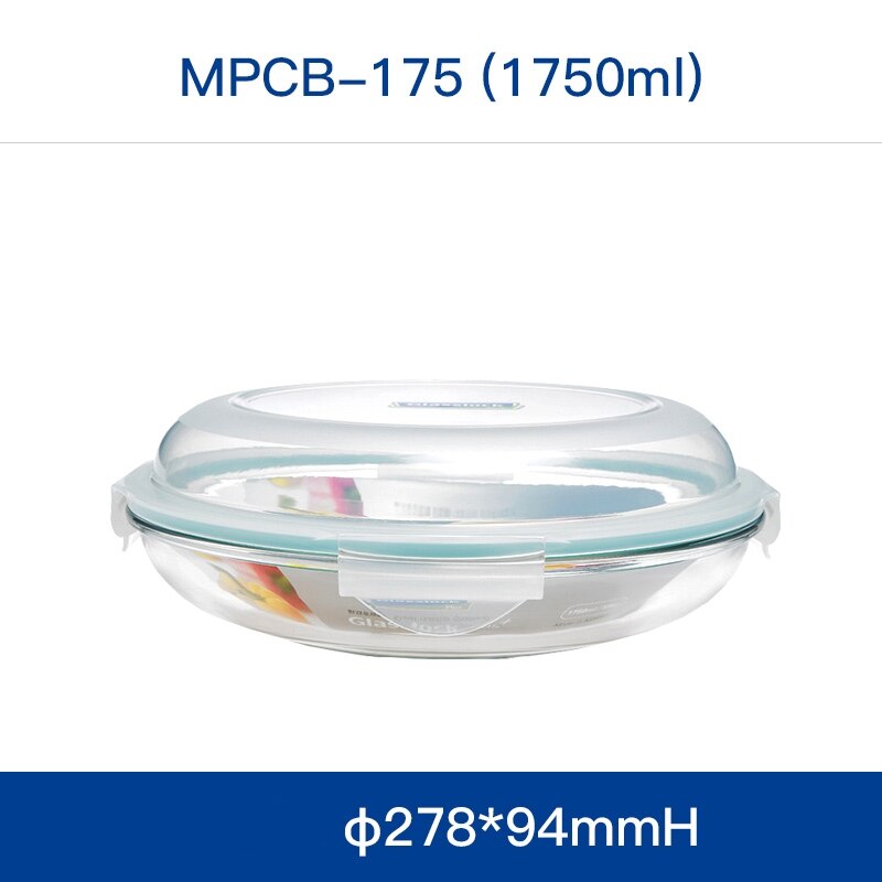 Runde glas madbeholder æske med låg lufttæt opbevaring oragnizer køkken frokost bordservice fade værktøjer mikroovn til rådighed: 1750ml