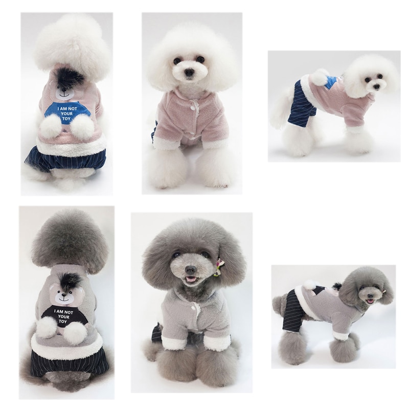 Mono para perros y mascotas, pijama de perrito, mono cálido de invierno con forro polar acolchado, ropa bonita de oso para perros pequeños, medianos y grandes