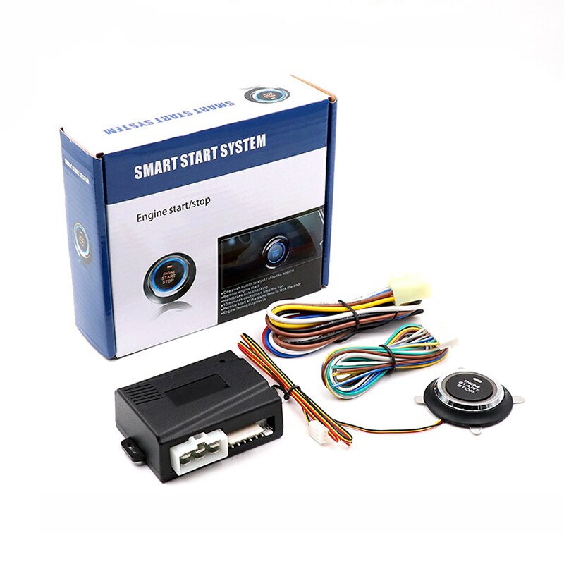 12v auto bilmotor push start system larm en start stopp knapp nyckelfri ingång rfid lås tändningsstarter stöldskyddssystem