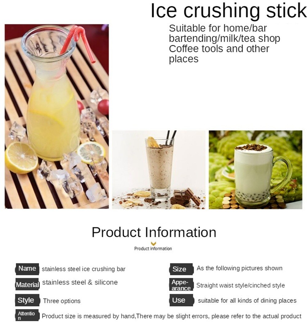 Stainless Steel Cocktail Muddler,Ice Crushing Stick,Lemon Hammer Bartending Pressed Tamper Bar Cocktail Dining Bar Supplies