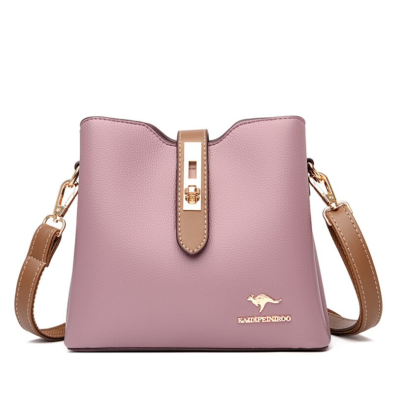 Borsa a tracolla per uso femminile All-match donna moda Pu grande capacità borse marroni borse da donna borsa a tracolla Tote borsa a botte Lady: purple