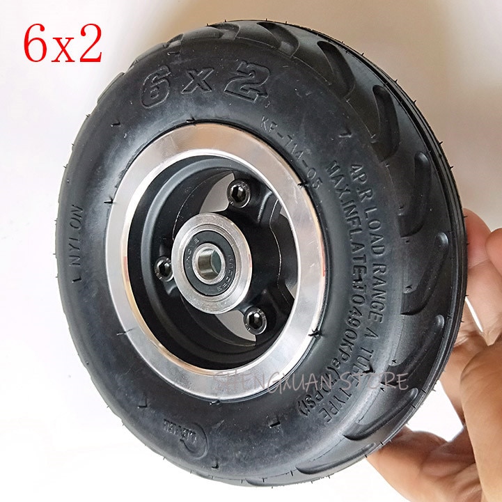 6X2 Inflation Tire Wheel Use 6" Tire Alloy Hub 160mm Pneumatic Tyre Electric Scooter F0 Pneumatic Wheel Trolley Cart Air Wheel